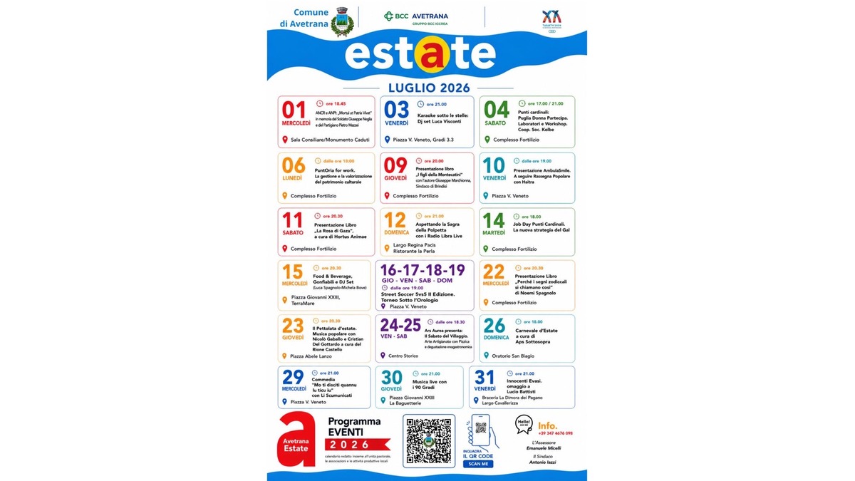 Programma Avetrana estate 2026 - Eventi Luglio